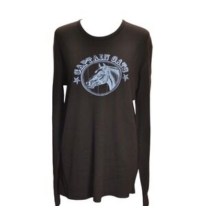 Warner Bros Retro Casual O.C. Thermal Long Sleeve Shirt Black Captain Oats Horse